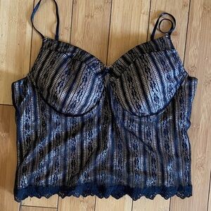 New York & Company Black Lace Bustier Cami with Champagne Lining